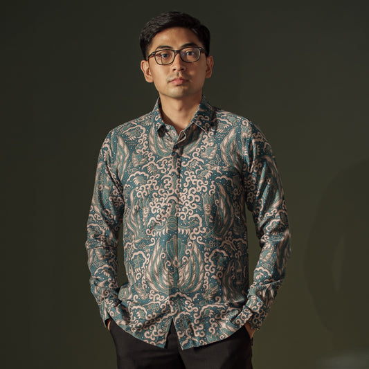 Wurablu - Mandalas Men's Long Sleeve Batik Shirt