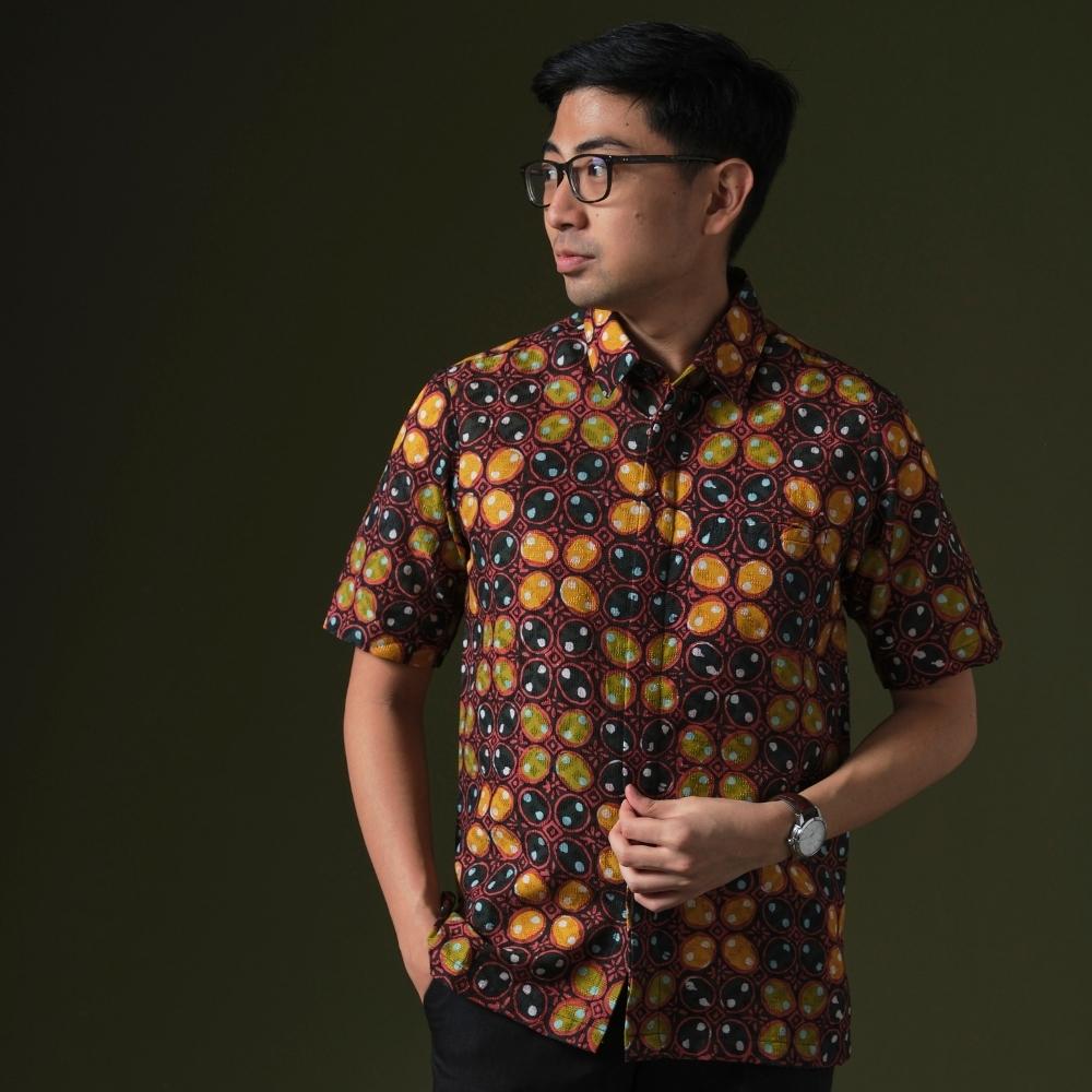 Panca - Mandalas Premium Men's Short Sleeve Batik Shirt