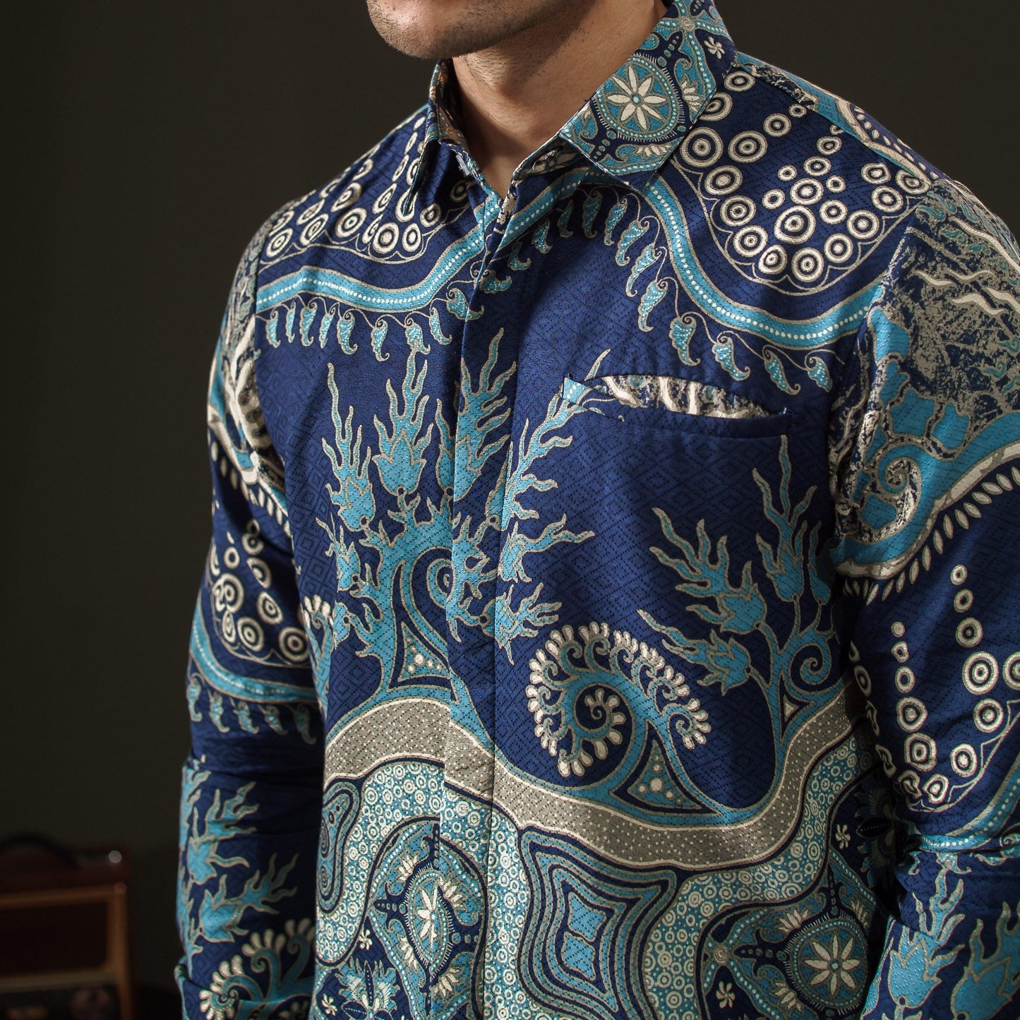 Nagano - Mandalas Premium Men's Long Sleeve Batik Shirt