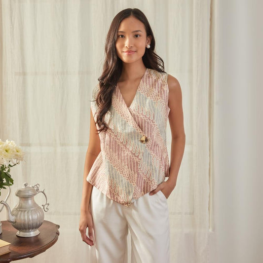 Luna - Mandalas Baju Kerja Atasan Vest Batik Blouse Wanita Modern
