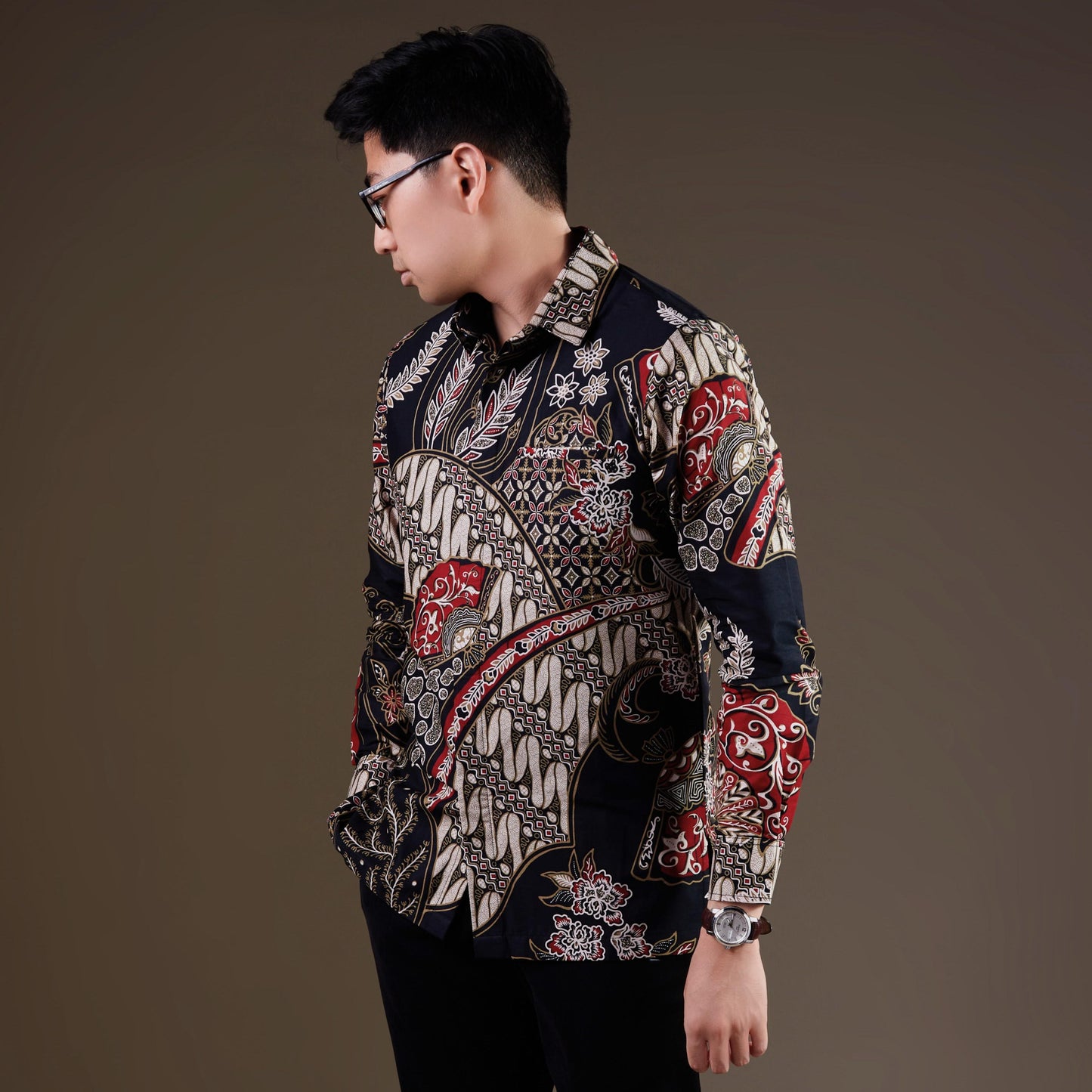 Sencha - Mandalas Premium Men's Long Sleeve Batik Shirt