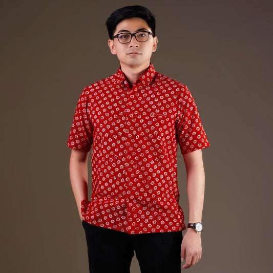 Kara - Mandalas Premium Men's Short Sleeve Batik Shirt