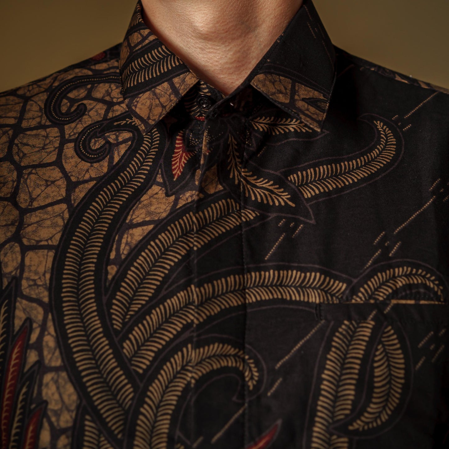 Elanga - Mandalas Premium Men's Long Sleeve Batik Shirt