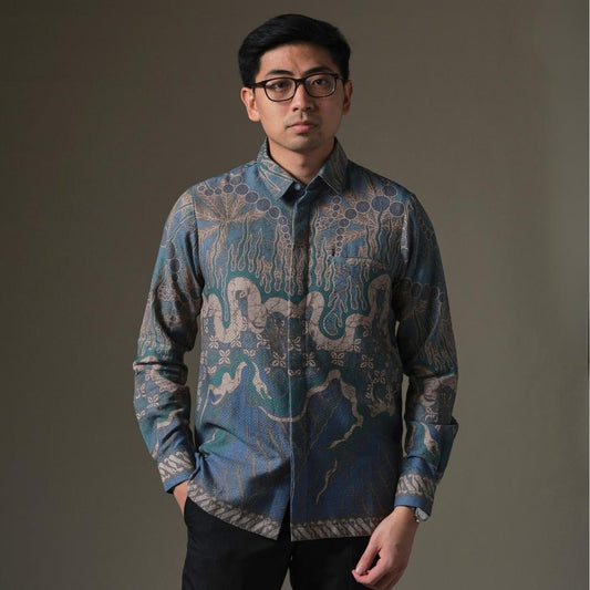 Fireblu - Mandalas Premium Men's Long Sleeve Batik Shirt