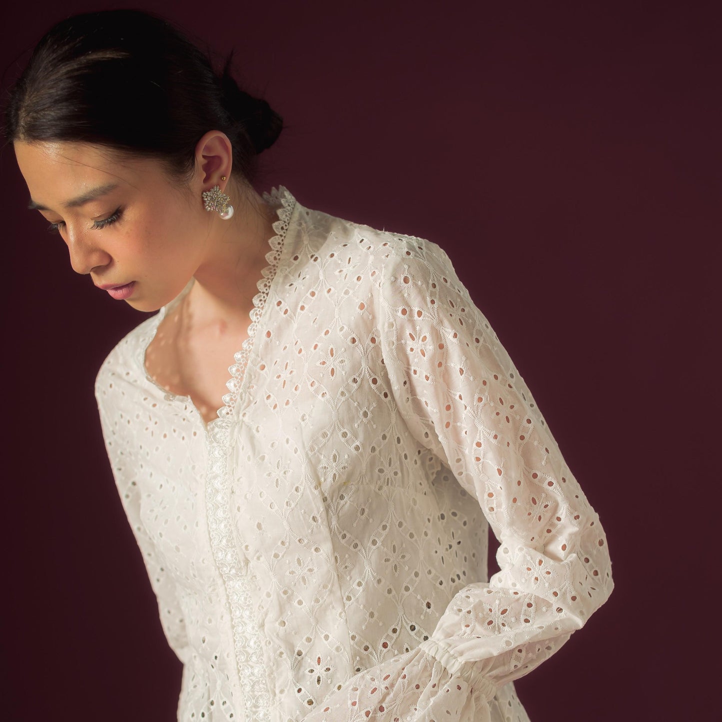Celina Long Sleeve - Mandalas Women's Kebaya Top Modern Embroidered Cotton Outer