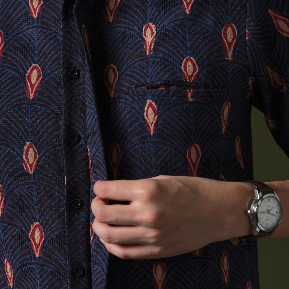 Pushan - Mandalas Premium Men's Short Sleeve Batik Shirt