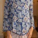 Alyssa Cobalt - Mandalas Kebaya Kurung Batik Viscose Blouse Tunik Floral Wanita Modern Atasan Lebaran - Mandalas