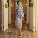 Alyssa Cobalt - Mandalas Kebaya Kurung Batik Viscose Blouse Tunik Floral Wanita Modern Atasan Lebaran - Mandalas
