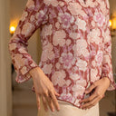 Alyssa Fuschia - Mandalas Kebaya Kurung Batik Viscose Blouse Tunik Floral Wanita Modern Atasan Lebaran - Mandalas