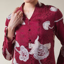 Alyssa Maroon – Mandalas Women's Kebaya Kurung Batik Viscose Blouse - Mandalas