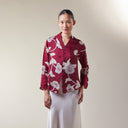 Alyssa Maroon – Mandalas Women's Kebaya Kurung Batik Viscose Blouse - Mandalas