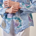 Alyssa Sky Blue – Mandalas Women's Kebaya Kurung Batik Viscose Blouse - Mandalas