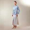 Alyssa Sky Blue – Mandalas Women's Kebaya Kurung Batik Viscose Blouse - Mandalas