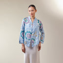 Alyssa Sky Blue – Mandalas Women's Kebaya Kurung Batik Viscose Blouse - Mandalas