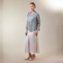 Alyssa Teal – Mandalas Women's Kebaya Kurung Batik Viscose Blouse - Mandalas