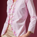 Ayra Cherry Long Sleeve – Mandalas Women’s Encim Kebaya Embroidered Blouse in Cotton with Orchid Motif - Mandalas