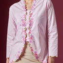 Ayra Cherry Long Sleeve – Mandalas Women’s Encim Kebaya Embroidered Blouse in Cotton with Orchid Motif - Mandalas