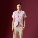 Ayra Cherry Short Sleeve – Mandalas Women’s Encim Kebaya Embroidered Blouse in Cotton with Orchid Motif - Mandalas