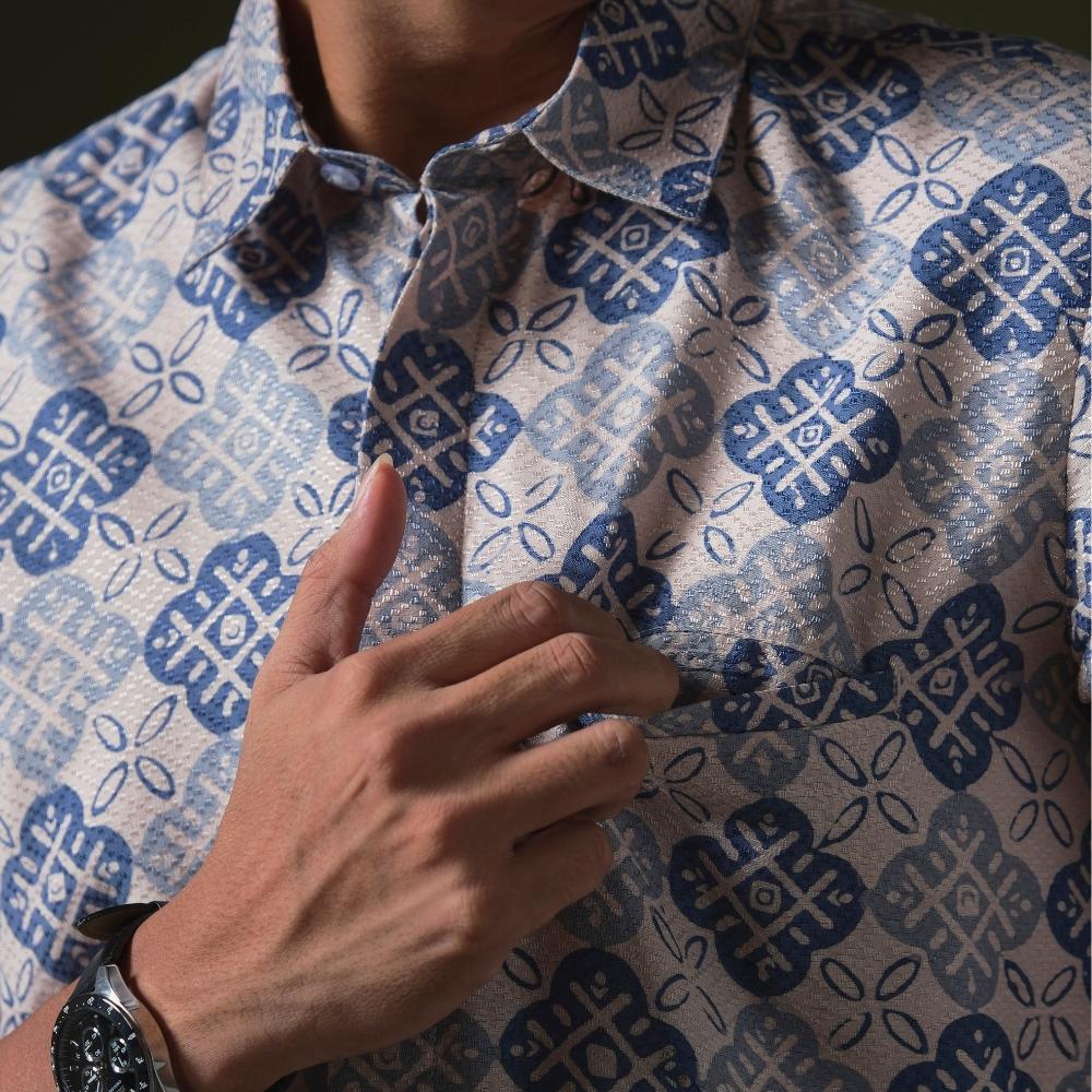 Tsubaki - Mandalas Premium Men's Short Sleeve Batik Shirt