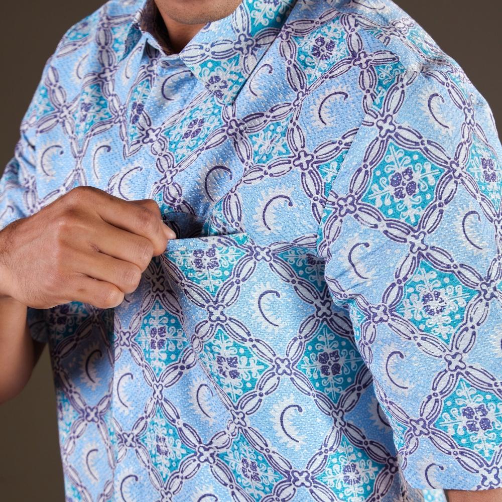 Poslen - Mandalas Premium Men's Short Sleeve Batik Shirt