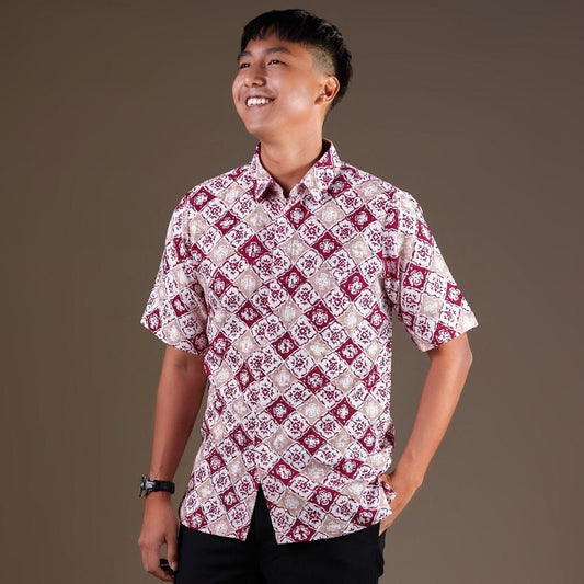Savino - Mandalas Premium Men's Short Sleeve Batik Shirt