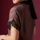 Camilla Espresso Short Sleeve - Mandalas Women’s Modern Kebaya Top - Mandalas