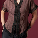 Camilla Espresso Short Sleeve - Mandalas Women’s Modern Kebaya Top - Mandalas