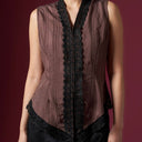Camilla Espresso Sleeveless - Mandalas Women’s Modern Kebaya Top - Mandalas