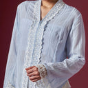 Camilla Ice Blue Long Sleeve - Mandalas Women’s Modern Kebaya Top - Mandalas