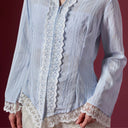 Camilla Ice Blue Long Sleeve - Mandalas Women’s Modern Kebaya Top - Mandalas
