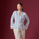 Camilla Ice Blue Long Sleeve - Mandalas Women’s Modern Kebaya Top - Mandalas