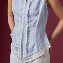 Camilla Ice Blue Sleeveless - Mandalas Women’s Modern Kebaya Top - Mandalas