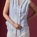 Camilla Ice Blue Sleeveless - Mandalas Women’s Modern Kebaya Top - Mandalas