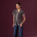 Celina Black Short Sleeve - Mandalas Women's Embroidered Cotton Kebaya Blouse - Mandalas