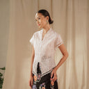 Celina Oat Lengan Pendek - Mandalas Atasan Kebaya Wanita Outer Katun Bordir Modern - Mandalas