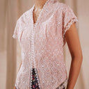 Celina Pink Lengan Pendek - Mandalas Atasan Kebaya Wanita Outer Katun Bordir Modern - Mandalas