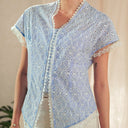 Celina Sky Lengan Pendek - Mandalas Atasan Kebaya Wanita Outer Katun Bordir Modern - Mandalas