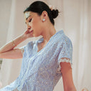 Celina Sky Lengan Pendek - Mandalas Atasan Kebaya Wanita Outer Katun Bordir Modern - Mandalas