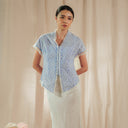 Celina Sky Lengan Pendek - Mandalas Atasan Kebaya Wanita Outer Katun Bordir Modern - Mandalas