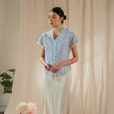 Celina Sky Lengan Pendek - Mandalas Atasan Kebaya Wanita Outer Katun Bordir Modern - Mandalas