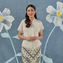 Celina White Cherry Lengan Pendek - Mandalas Atasan Kebaya Wanita Outer Katun Bordir Modern - Mandalas