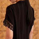 Celine Black Short Sleeve - Mandalas Women’s Modern Embroidered Cotton Kebaya Top - Mandalas