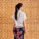 Celine Ice Blue Short Sleeve - Mandalas Women’s Modern Embroidered Cotton Kebaya Top - Mandalas