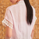 Celine Sakura Short Sleeve - Mandalas Women’s Modern Embroidered Cotton Kebaya Top - Mandalas