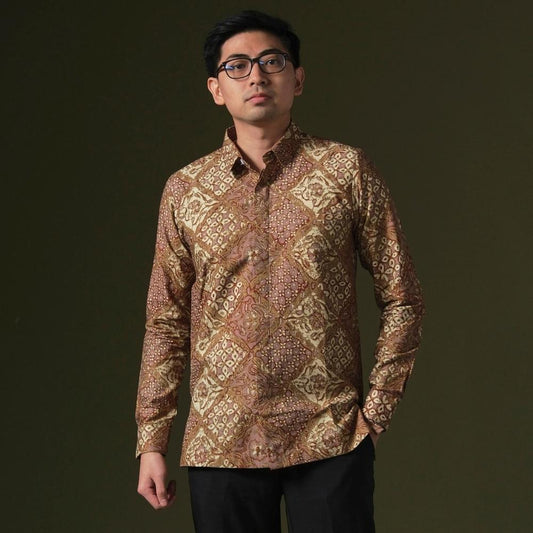 Purnawa - Mandalas Premium Men's Long Sleeve Batik Shirt