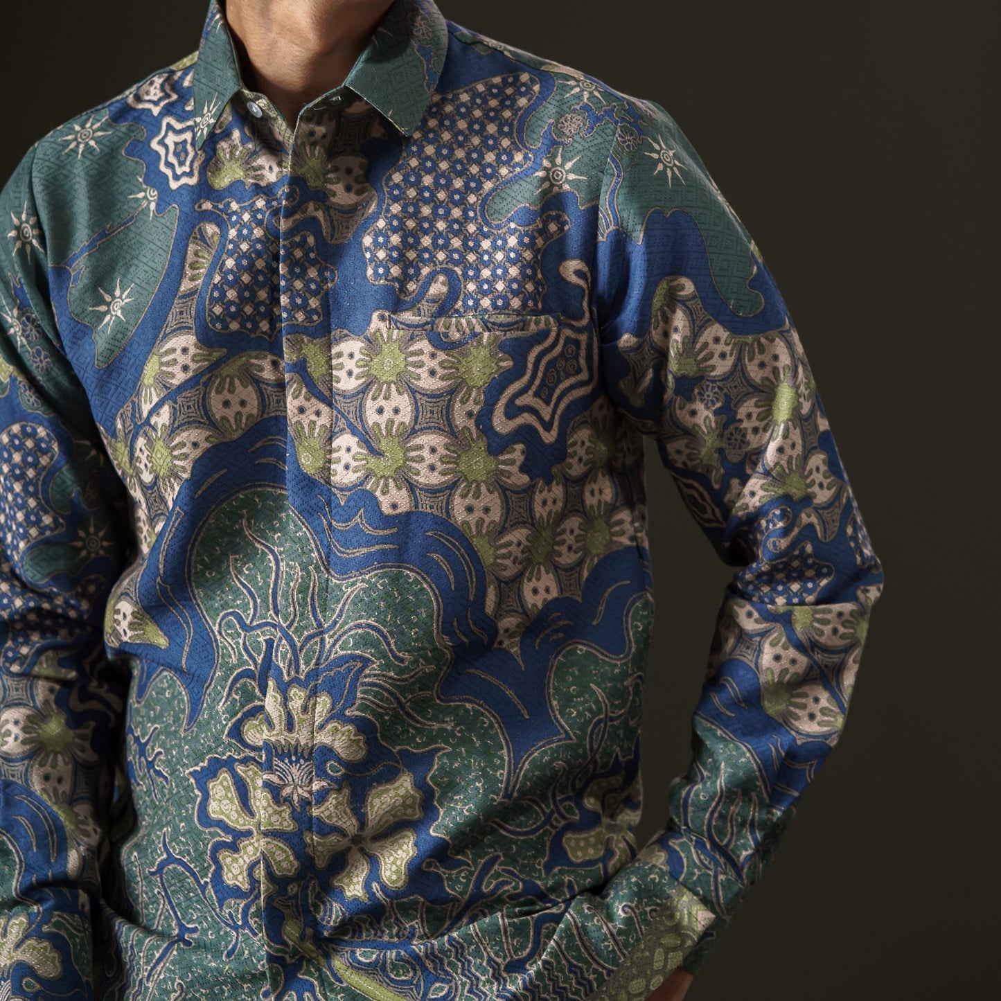 Semining - Mandalas Premium Men's Long Sleeve Batik Shirt