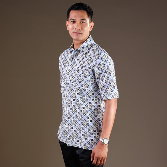 Chevron - Mandalas Premium Men's Short Sleeve Batik Shirt
