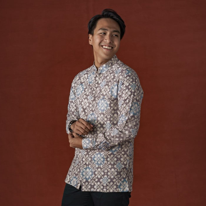 Jazer - Mandalas Koko Premium Men's Long Sleeve Batik Shirt
