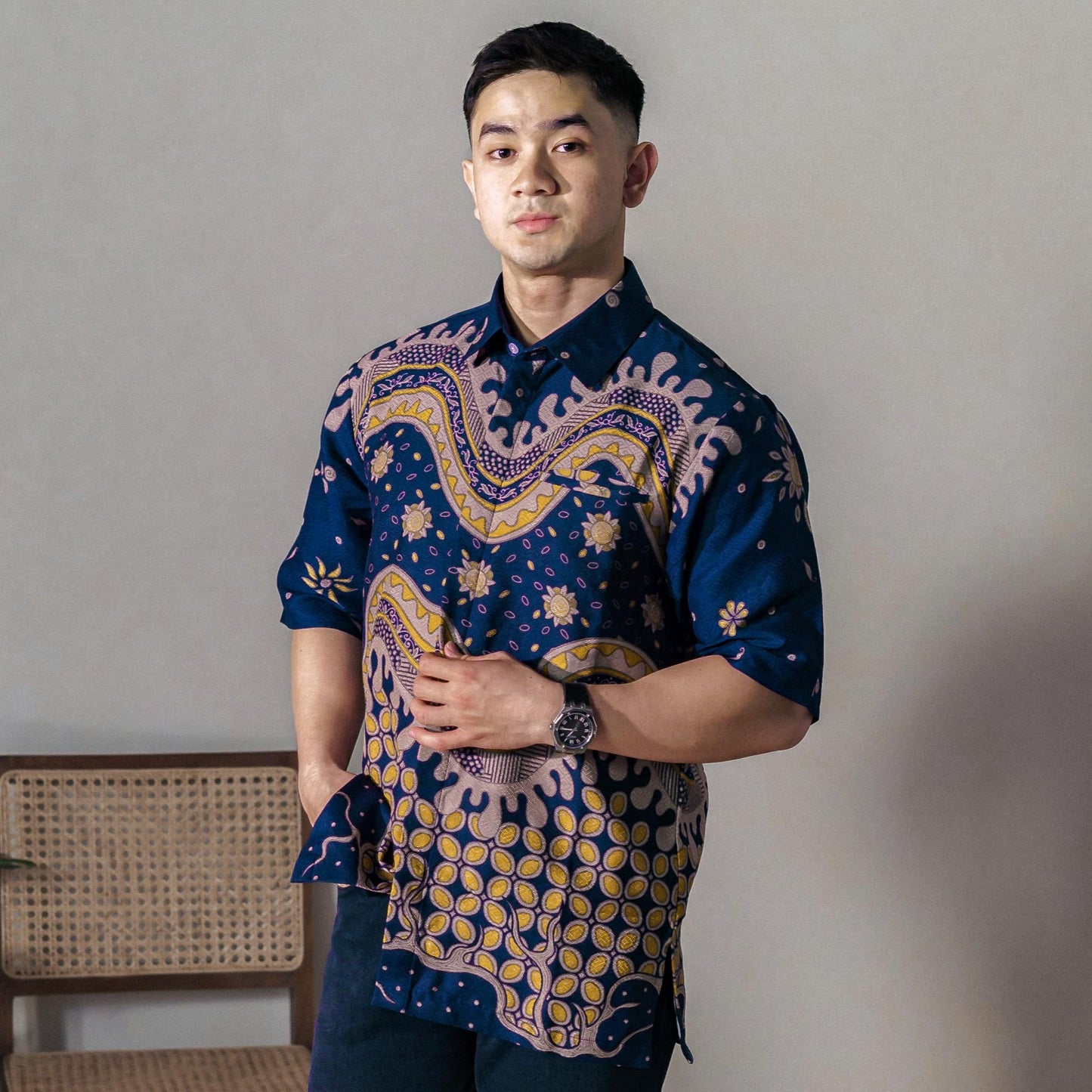Eclipse - Mandalas Premium Men's Short Sleeve Batik Shirt