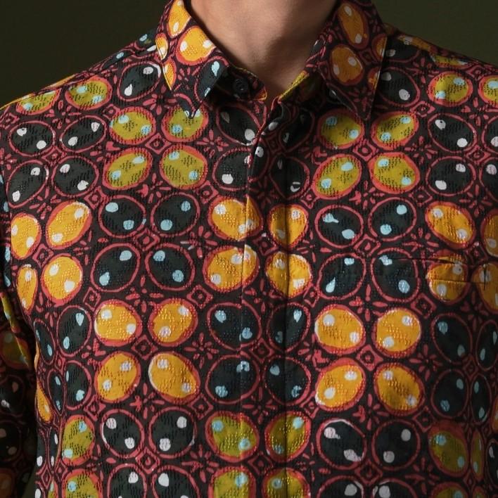 Panca - Mandalas Premium Men's Short Sleeve Batik Shirt